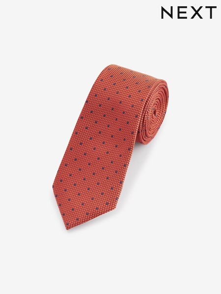Orange/Navy Blue Polka Dot Slim Pattern Tie (173583) | OMR4