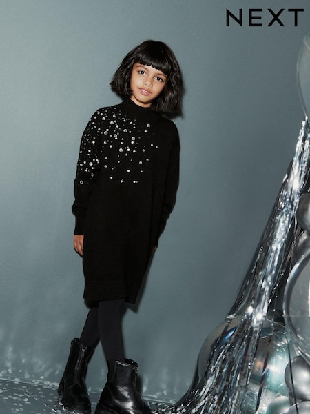 Black/Pewter Sequin Jumper Dress (3-16yrs) (173635) | €12 - €14