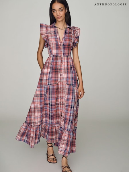 Rosa - Anthropologie Pilcro Button-front Ruffle Maxi Dress