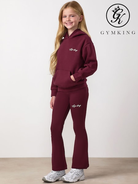 Red - Gym King Script Relaxed Fit Hoodie