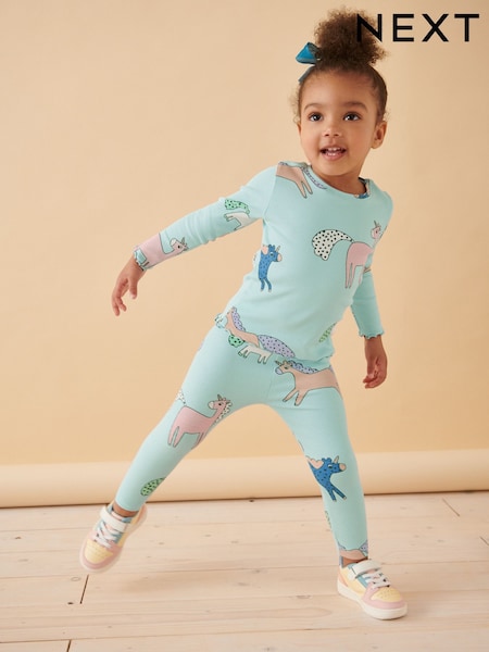 Blue Unicorn Rib Jersey Leggings (3mths-7yrs) (174043) | 15 QAR - 22 QAR