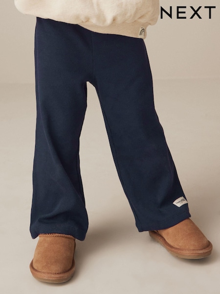 Navy Ribbed Wide Leg Trousers (3mths-7yrs) (174141) | €7 - €10
