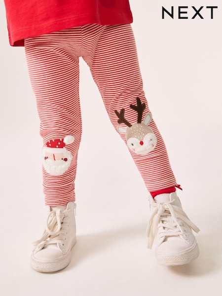 Red Stripe Christmas Santa Embellished Leggings (3mths-7yrs) (174226) | € 5 - € 6