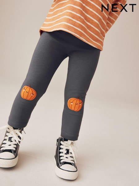 Charcoal Grey Pumpkin Embellished Leggings (3mths-7yrs) (174249) | €6 - €8