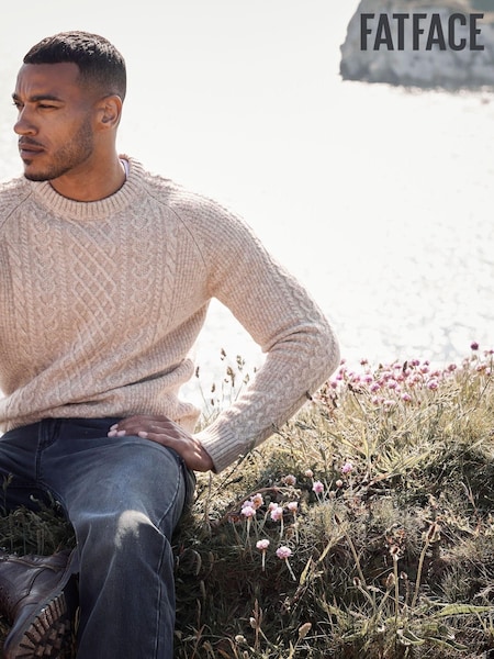 FatFace Natural Calder Cable Crew Jumper (174598) | €34