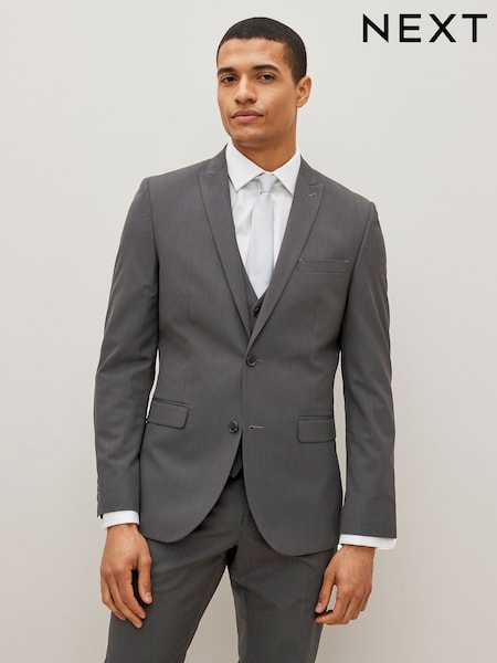 Charcoal Grey Slim Fit Two Button Suit Jacket (174900) | AED262
