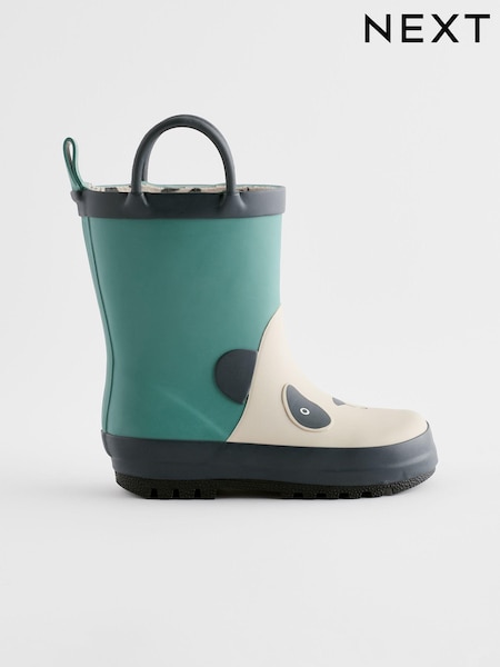 Blue/Cream Panda Handle Pull-On Wellies (175072) | AED48 - AED58