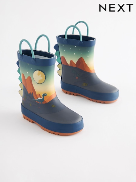 ネイビー　恐竜シーン - Handle Pull-on Wellies (175137) | ¥ 3,300 - ¥ 3,890
