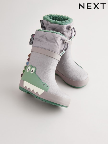 Grey Crocodile Thermal Thinsulate™ Lined Cuff Wellies (175139) | AED63 - AED74