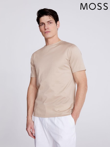 MOSS Nude Mercerised Crew Neck 100% Cotton T-Shirt (175669) | R$ 295