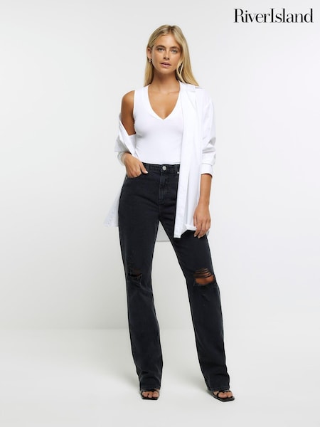 Negru - Rupt Blugi drepți cu talie înaltă River Island (176071) | 186 LEI