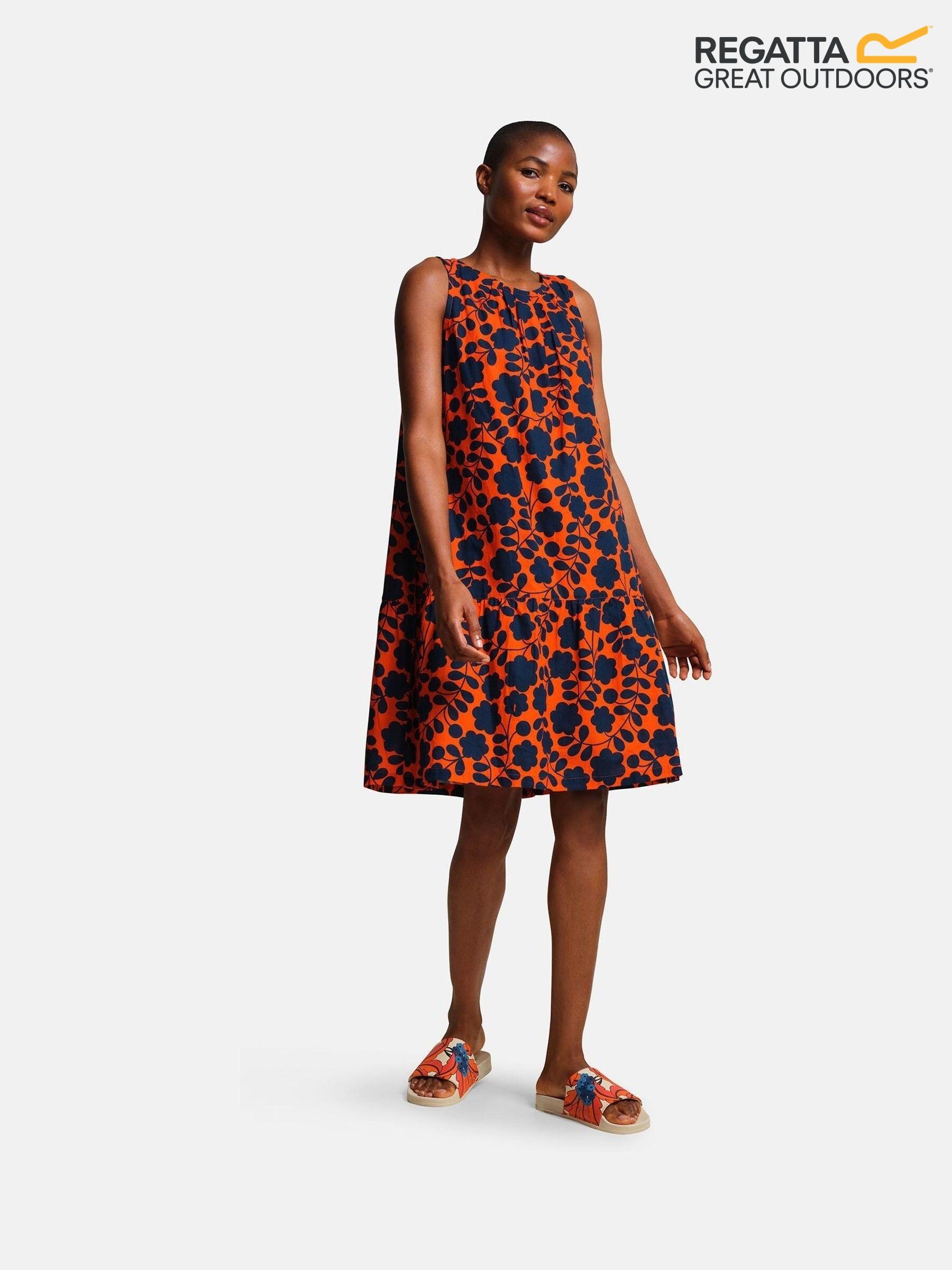 Orange floral summer dress discount