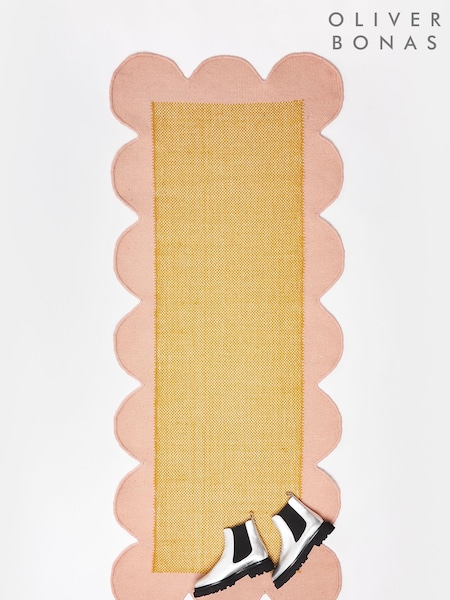 Oliver Bonas Yellow Cecily Woven Scalloped Wool Runner (176145) | €129