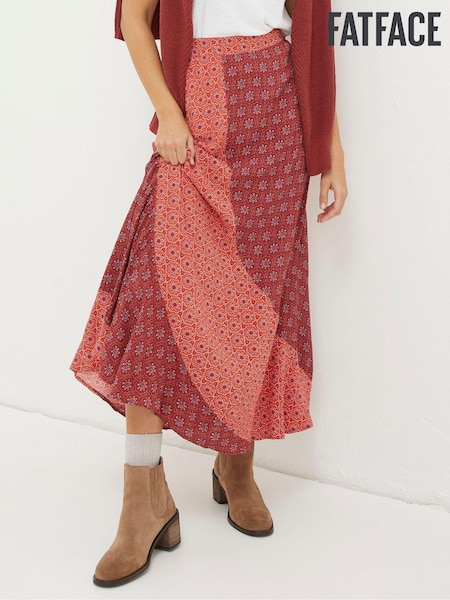 FatFace Red Naomi Craft Geo Midi Skirt (176857) | €30.50