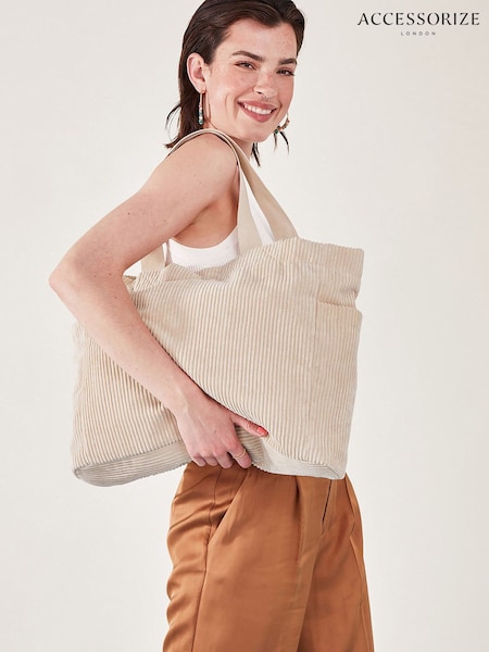 Accessorize Cream Corduroy Shopper Bag (177321) | €25