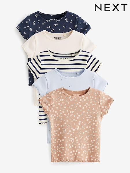 Blue Rib Short Sleeve T-Shirts 5 Pack (3mths-7yrs) (177347) | € 18 - € 23