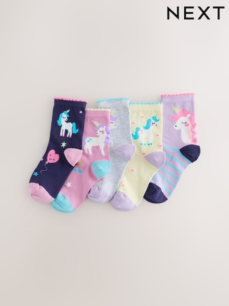 Multi - Lot de 5 paires de chaussettes licorne en coton
