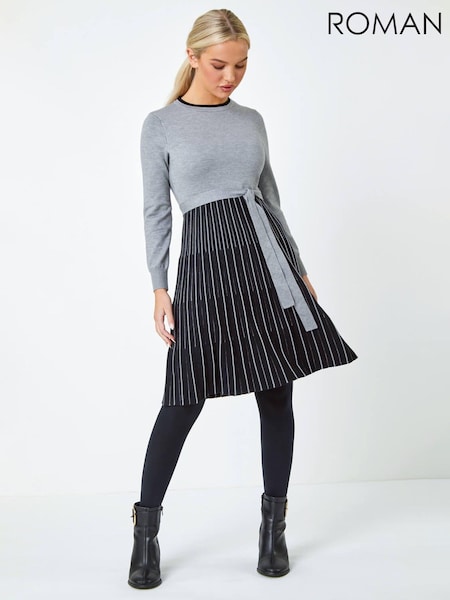 Roman Grey Knitted Fit & Flare Dress (177769) | €27