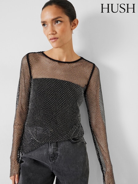 Hush Black Una Sparkle Long Sleeve Top (178009) | €136