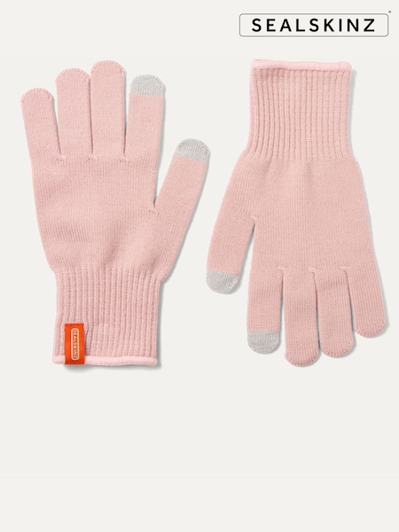 Pink - Regular Sealskinz Hanworth Solo Merino Gloves