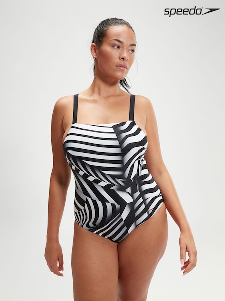 Speedo Black Womens Amberglow Shaping Swimsuit 1 Piece with Removable Bra Pads and Bust Support (178184) | €43