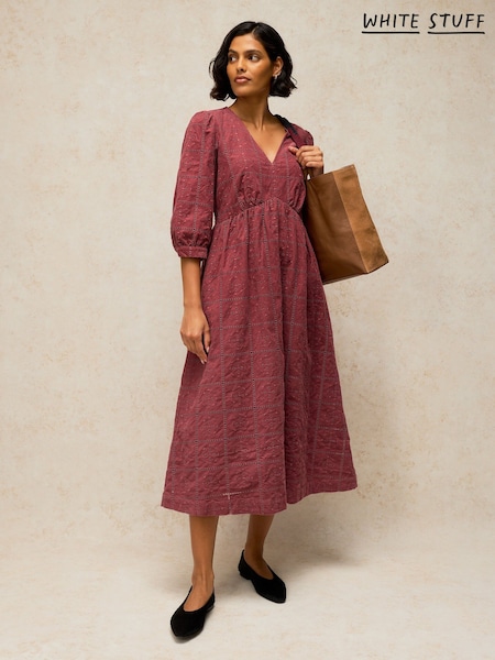 Red - White Stuff Lucy Embroidered Cord Dress