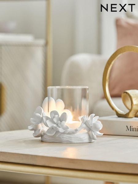 White Floral Tealight Candle Holder (178610) | $22