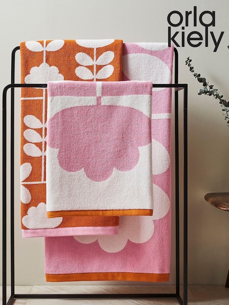 Orla Kiely Pink Cut Stem Tulip Paprika 100% Cotton Towel (178622) | AED93 - AED262