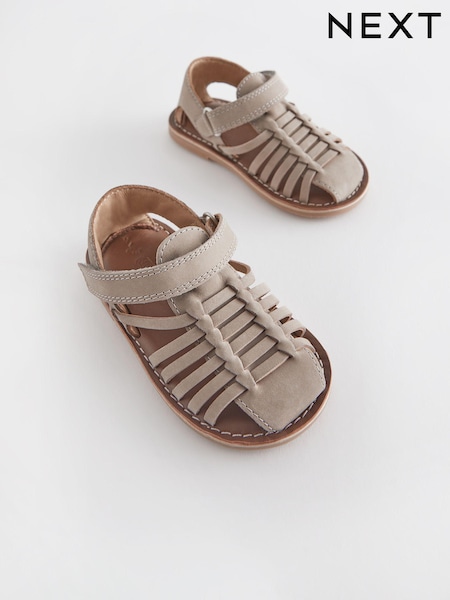 Stone Neutral Leather Closed Toe Sandals (178652) | €12 - €14