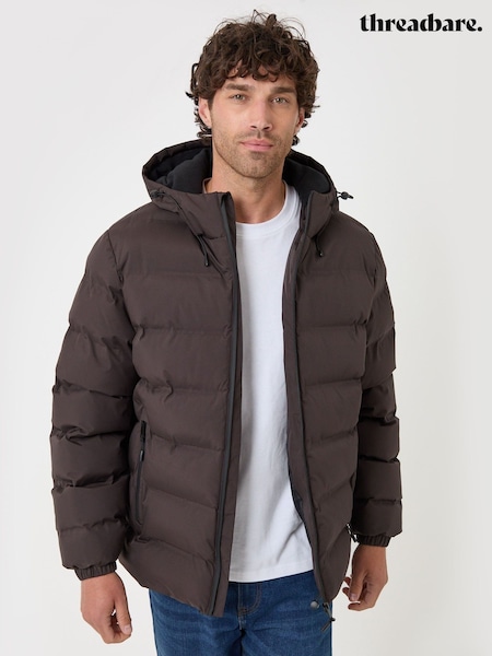 Brown - Regular Threadbare Showerproof Ripstop Puffer Coat