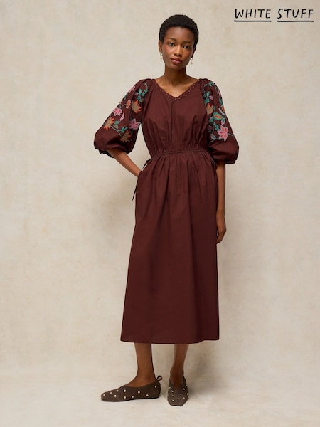 Brown - White Stuff Winnie Embroidered Dress