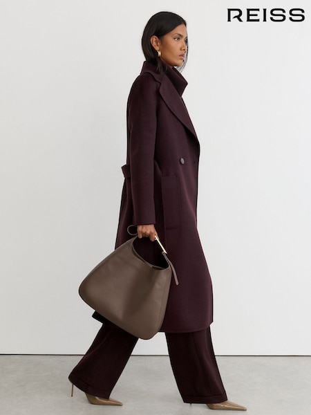 Grape - Παλτό Reiss Lucia Σταυρωτό με ραφές από μαλλί