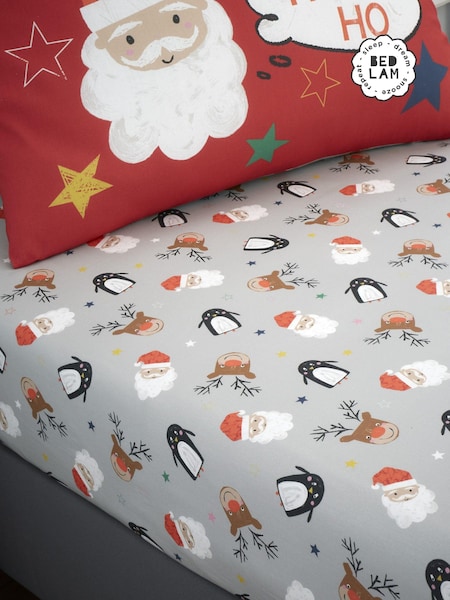 Bedlam Red Ho Ho Ho Easycare 25cm Fitted Bed Sheet (179763) | 59 QAR
