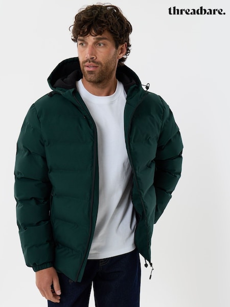 Grønn - Regular Threadbare Showerproof Ripstop Puffer Coat