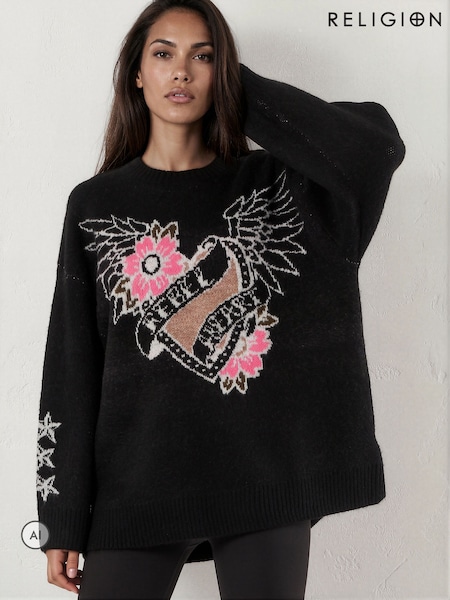 Black - Religion Oversized Jumper