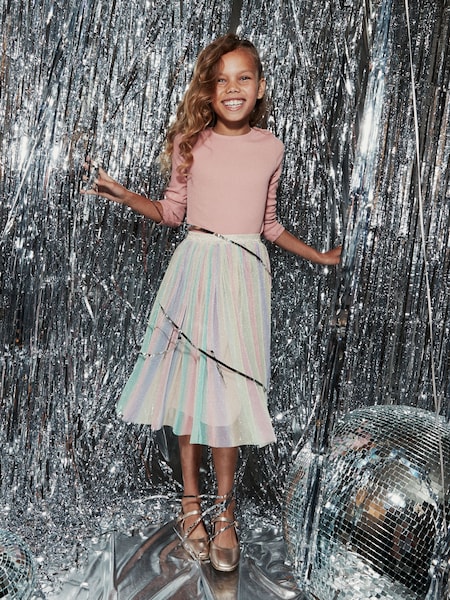 Rainbow Sequin Pleated Midi Skirt (3-16yrs) (180174) | €25 - €30