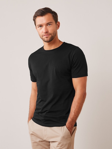 črna - ozek kroj - Essential Crew Neck Cotton T-shirt (180221) | € 9