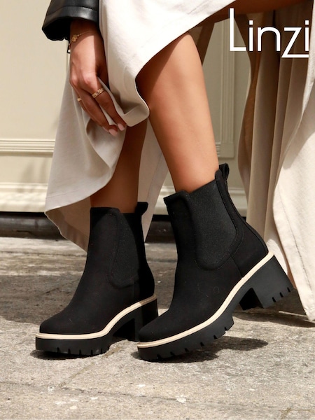 Linzi Black Esther Heeled Ankle Boots With Chunky Sole (180470) | €59
