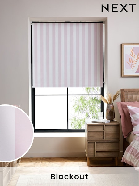 Pink/White Stripe Ready Made Blackout Roller Blind (180559) | €23.50 - €61