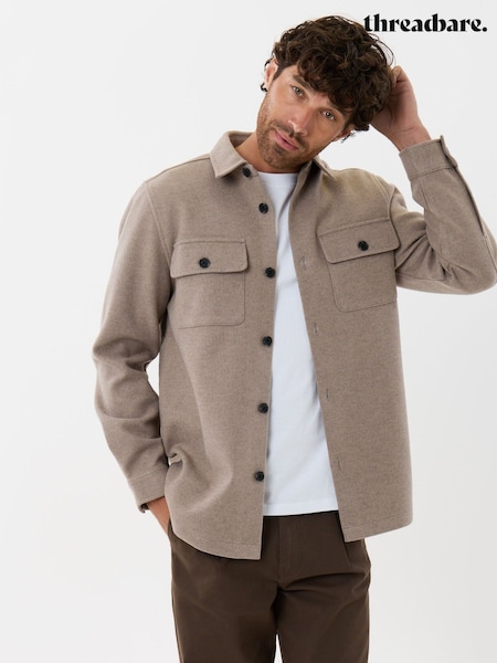 Natural - Regular Threadbare Patch Pocket Knitted Shacket
