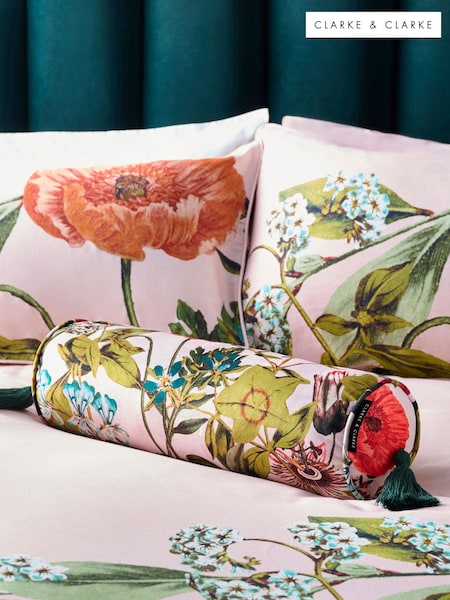 Clarke & Clarke Pink Passiflora Floral Bolster Cushion (180854) | €10.50