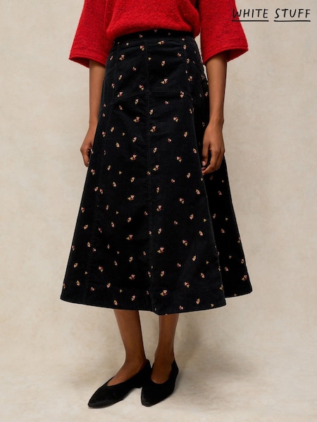 Black - White Stuff Ida Cord Midi Skirt