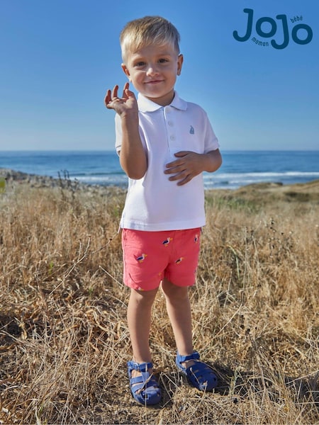 JoJo Maman Bébé Pink Pelican Embroidered Twill Chino Shorts (180967) | €30