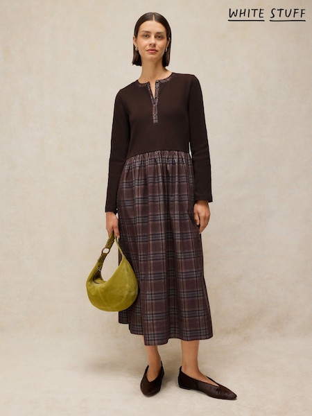 Brown - White Stuff Dakota Jersey Mix Dress