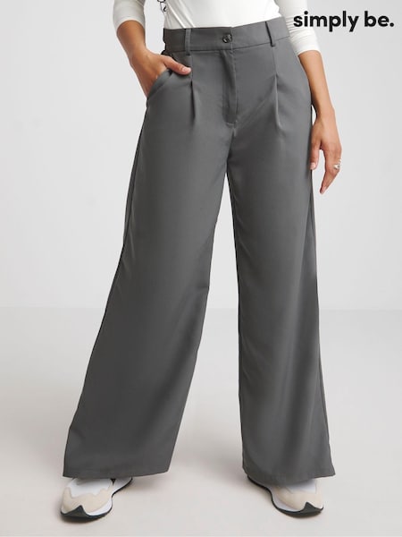 Simply Be Grey Wide Leg Tailored Trousers (181392) | €27