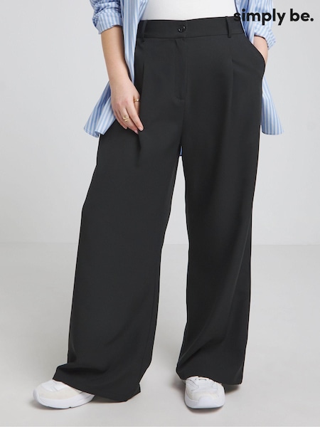 Simply Be Black Wide Leg Tailored Trousers (181436) | €16
