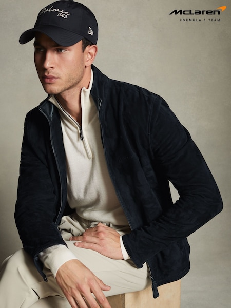 Reiss x McLaren F1 Team Navy Suede Zip-Through Jacket (181763) | €1,824