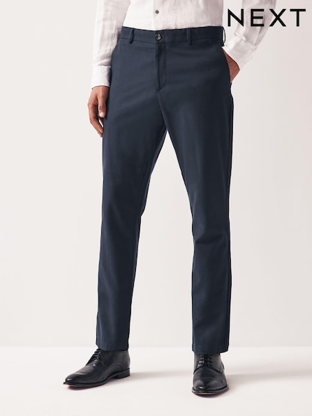 Bleu marine - Slim Fit (Slim Fit) - Pantalon chino texturé élégant (181800) | € 5
