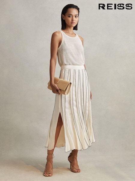 Reiss Cream Tara Contrast Ruffle Midi Skirt (181843) | €432