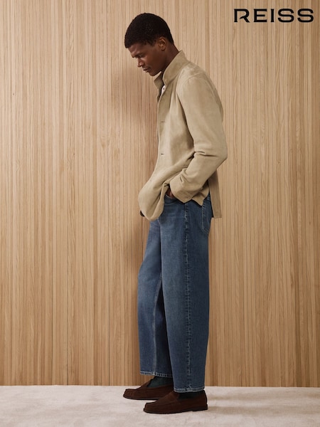 Indigo Blue Wash - Regular Reiss Freddie Barrel-leg Jeans